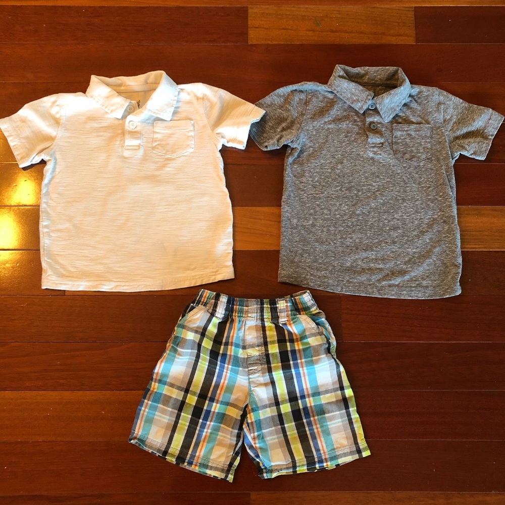 Toddler boys polos and plaid shorts 3t